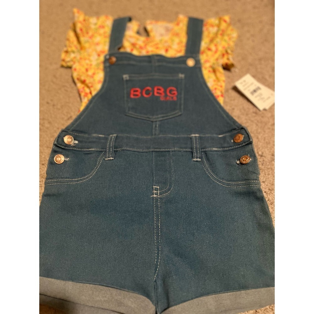 NWT BCBG Girls Denim Shortall Set Size 6